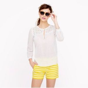J. Crew Yellow/White Textured Striped Shorts